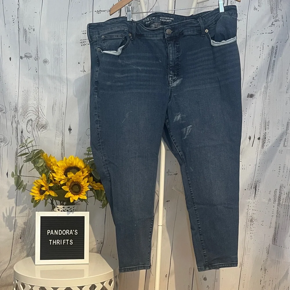 Torrid Blue Denim Jeans Perfect Skinny Ankle Premium Stretch Size 26R Preowned